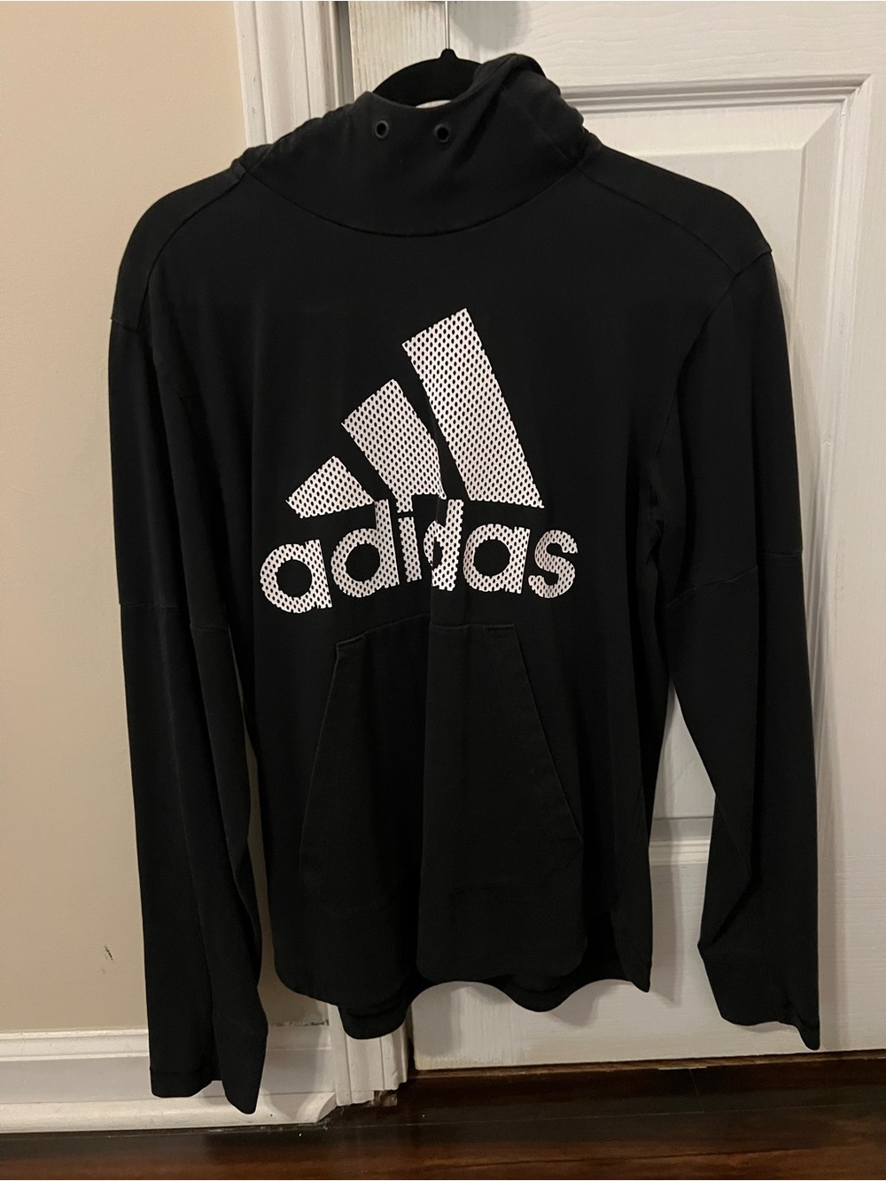 adidas Black and White Logo Pullover Hoodie